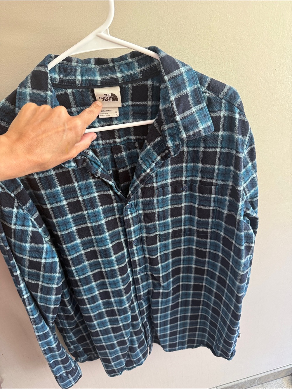 The North Face Teal and Navy Plaid Button-Down Shirt - Men's